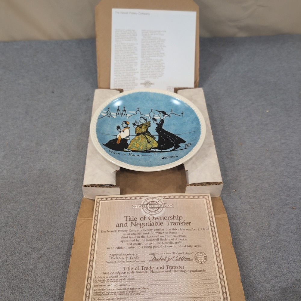 Norman Rockwell When in Rome Limited Edition Collector Plate Newell Pottery - Picture 2 of 6